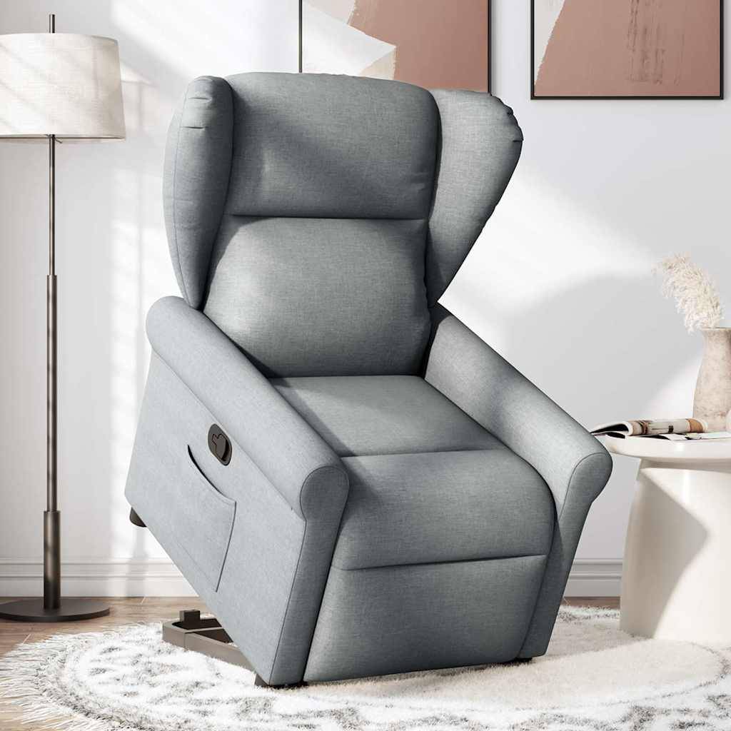 vidaXL Relaxsessel mit Aufstehhilfe Hellgrau Stoff