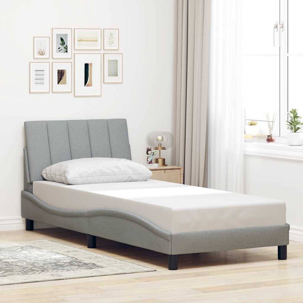 vidaXL Bettgestell ohne Matratze "Hanko" Hellgrau 90x200 cm Stoff