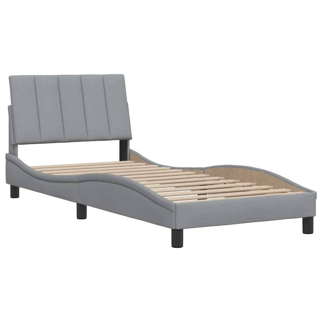 vidaXL Bettgestell ohne Matratze "Hanko" Hellgrau 90x200 cm Stoff