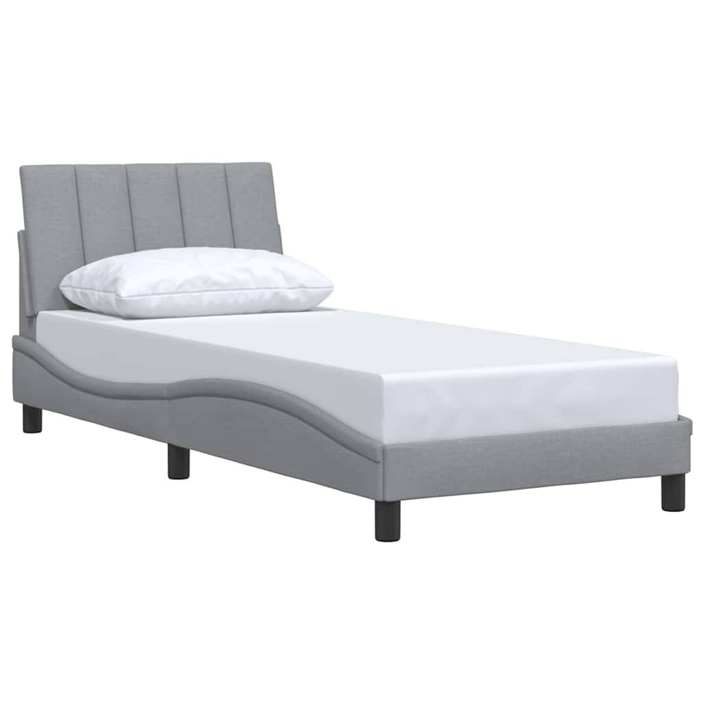 vidaXL Bettgestell ohne Matratze "Hanko" Hellgrau 90x200 cm Stoff