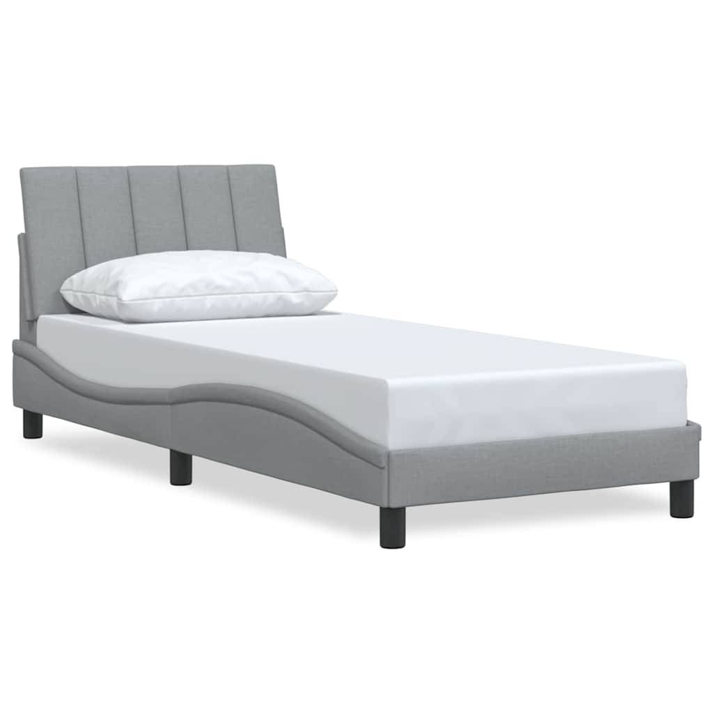 vidaXL Bettgestell ohne Matratze "Hanko" Hellgrau 90x200 cm Stoff