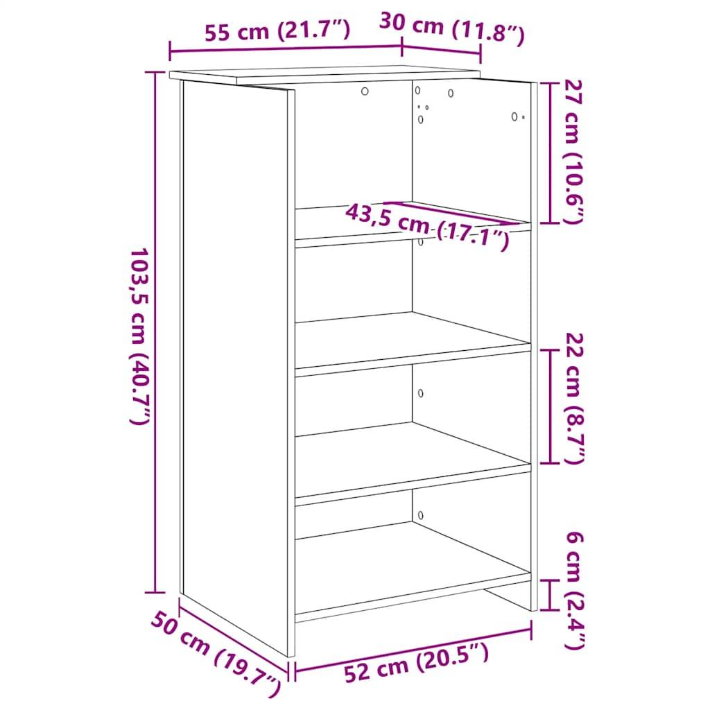 vidaXL Empfangstheke Grau Sonoma 55x50x103,5 cm Holzwerkstoff