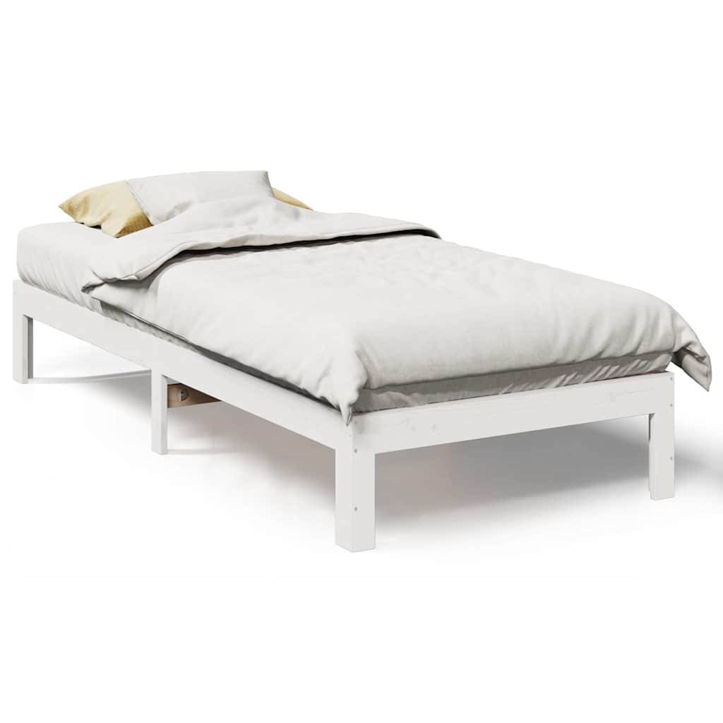 vidaXL Massivholzbett ohne Matratze Weiß 90x200 cm Kiefernholz