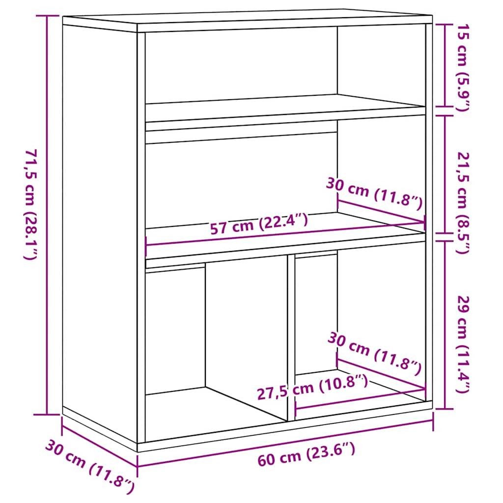 vidaXL Bücherregal Sonoma-Eiche 60x30x71,5 cm Holzwerkstoff