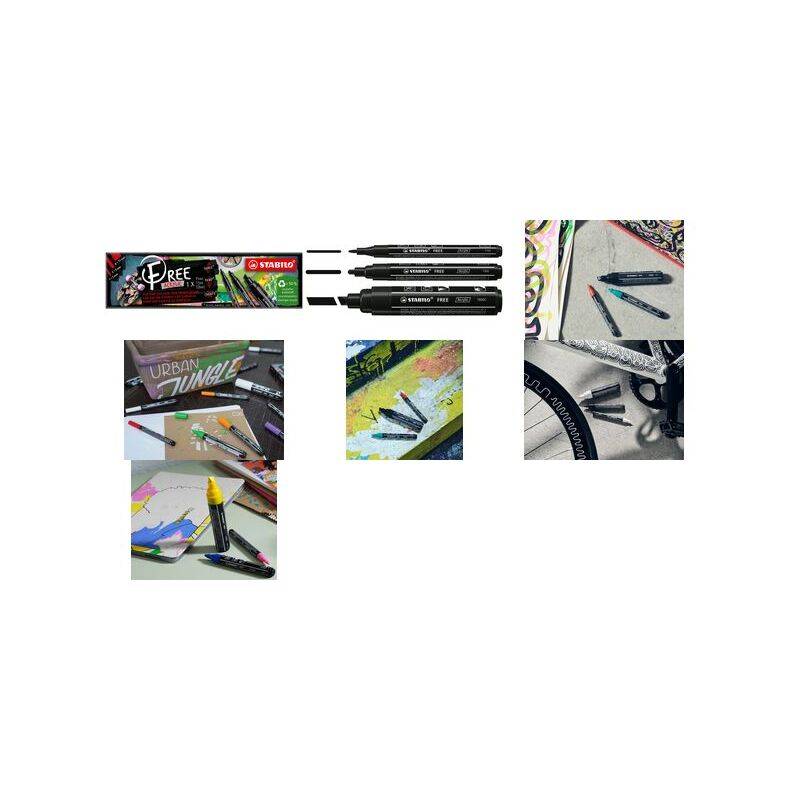 STABILO Acrylmarker FREE, 3er Set, schwarz