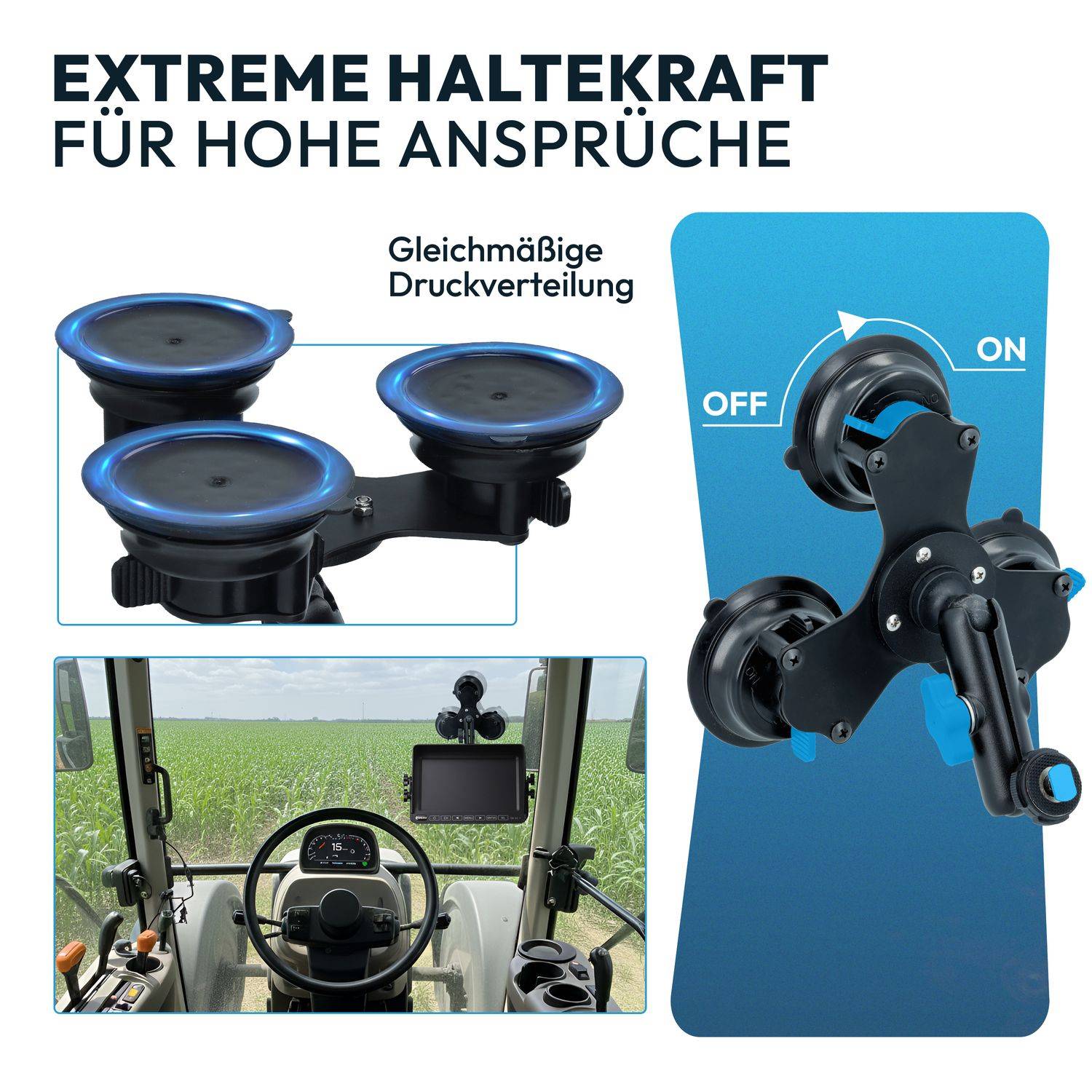 VSG24 Flexible Saugnapf Halterung PROMOUNT 3 für Rückfahrmonitore für bis zu 12 Zoll