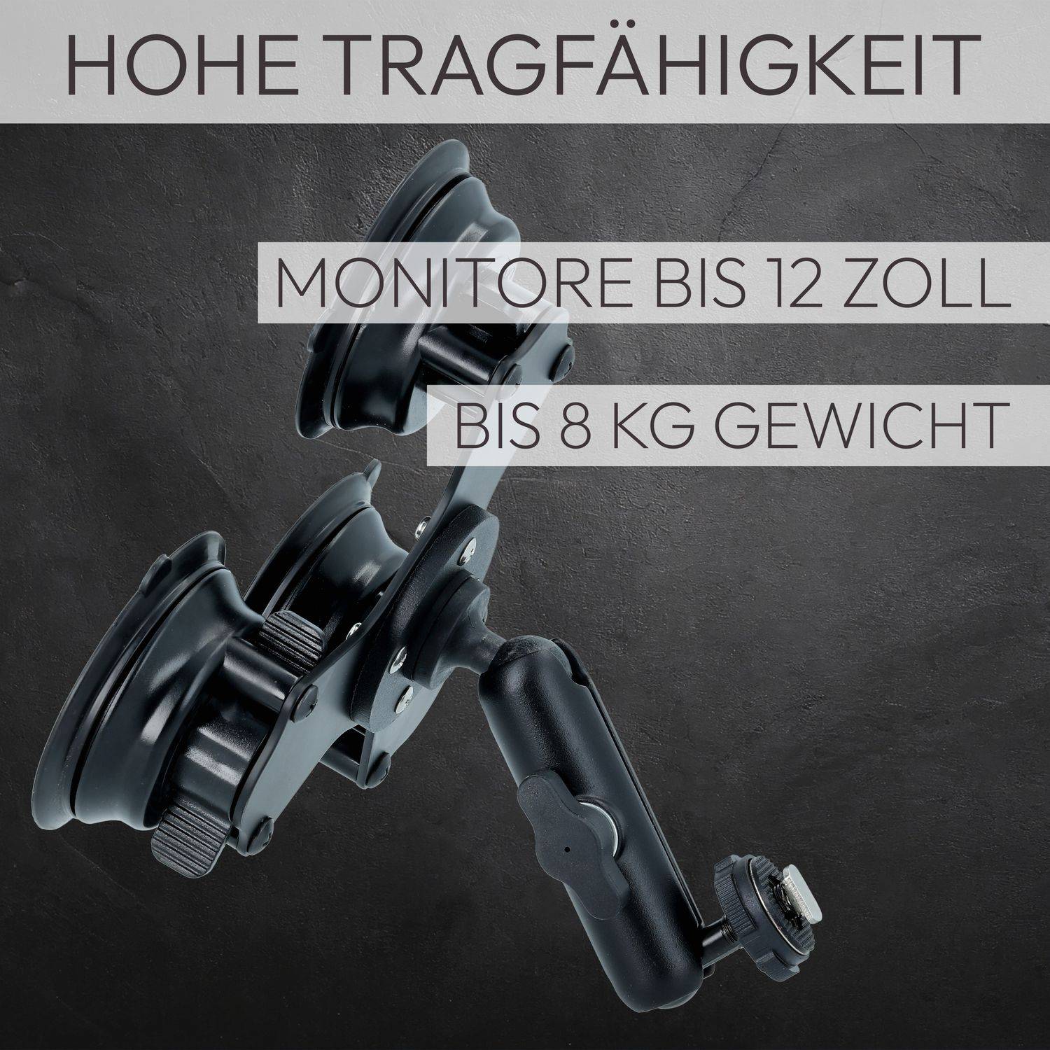 VSG24 Flexible Saugnapf Halterung PROMOUNT 3 für Rückfahrmonitore für bis zu 12 Zoll