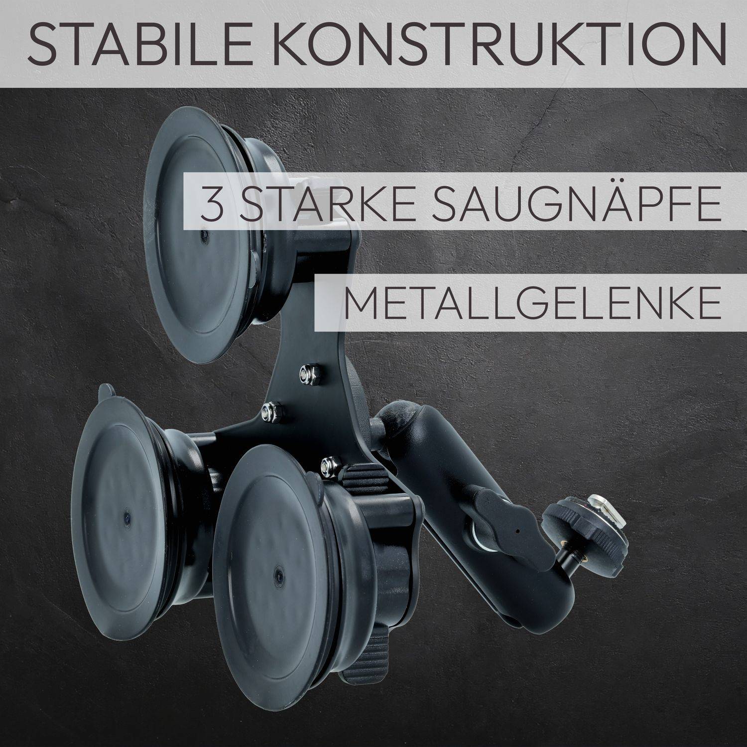 VSG24 Flexible Saugnapf Halterung PROMOUNT 3 für Rückfahrmonitore für bis zu 12 Zoll