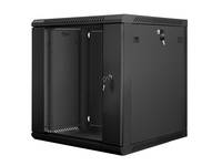 Lanberg WF01-6612-10B - Wandmontiertes Regal - 12U - 60 kg - Sperrschloss - Ablageschienen - Verbessertes Kabelmanagement