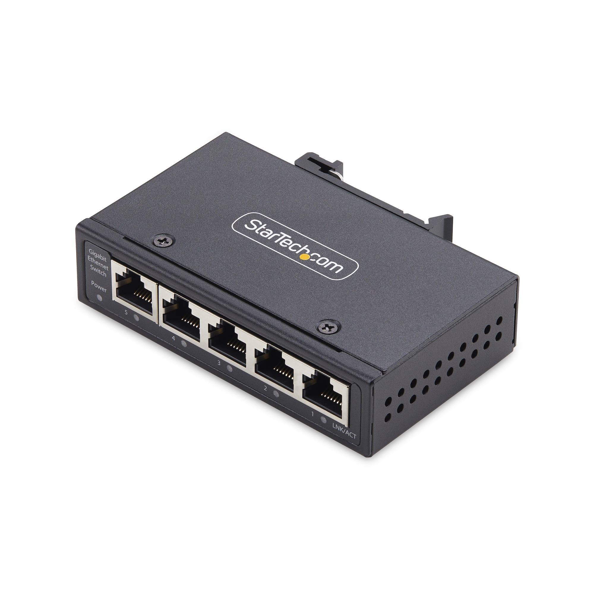 StarTech.com 5-Port Mini Netzwerk Switch für Hutschiene/Wandmontage, Unmanaged Industrie Gigabit LAN Switch, Robuster IP30 100Mb/1Gb Switch