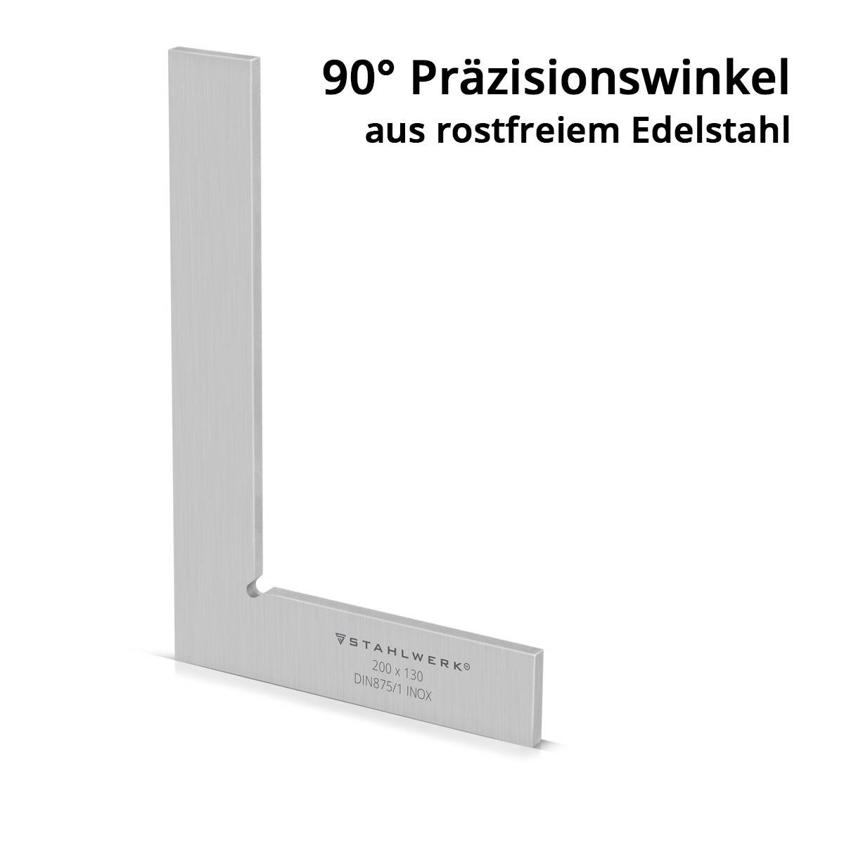 STAHLWERK Flachwinkel 90° 200 x 130 mm DIN 875/1 aus rostfreiem Edelstahl