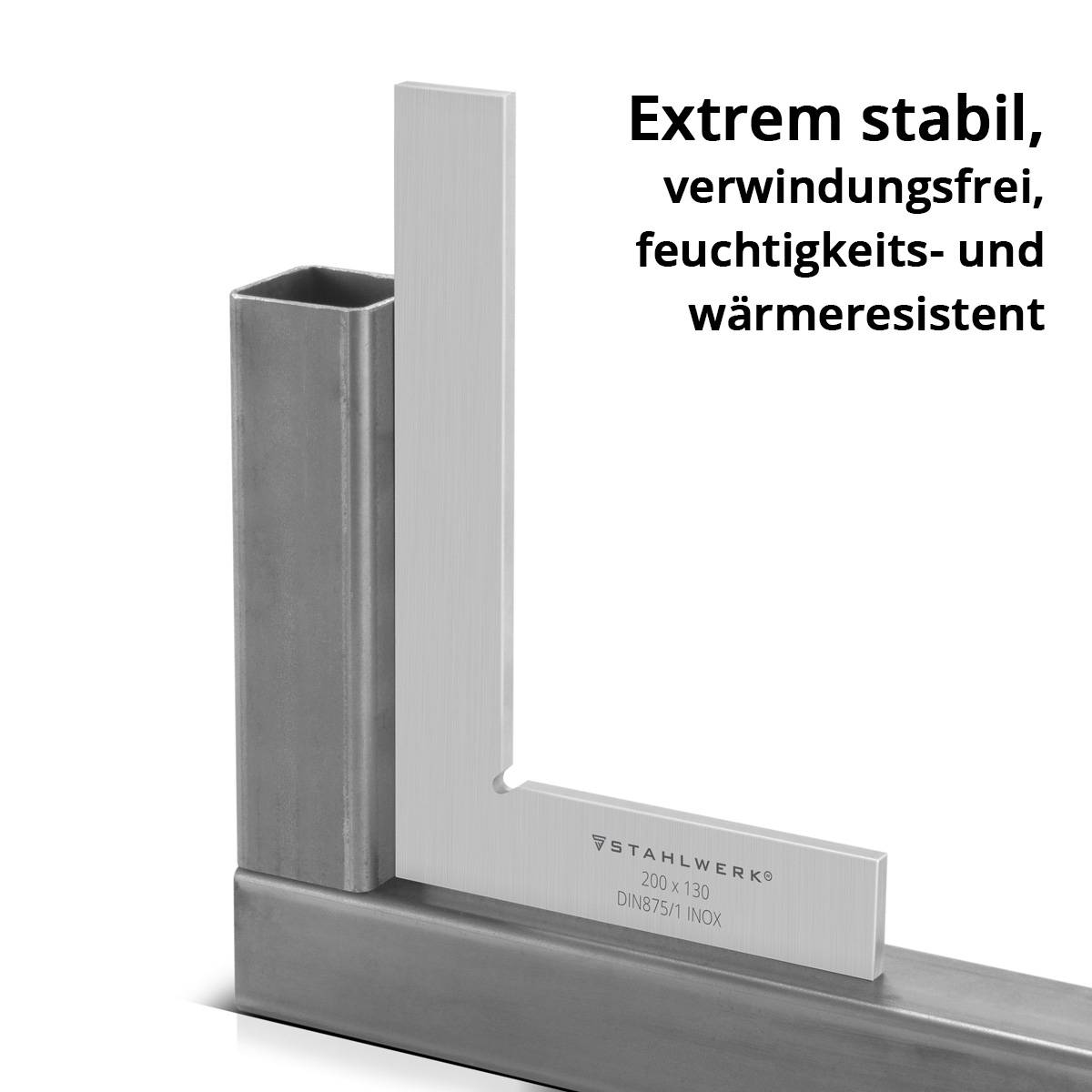 STAHLWERK Flachwinkel 90° 200 x 130 mm DIN 875/1 aus rostfreiem Edelstahl