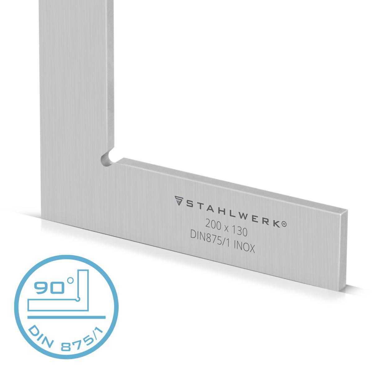 STAHLWERK Flachwinkel 90° 200 x 130 mm DIN 875/1 aus rostfreiem Edelstahl