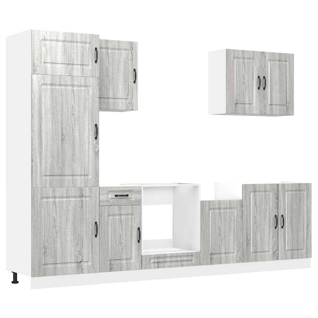 vidaXL 7-tlg. Küchenschrank-Set Kalmar Grau Sonoma Holzwerkstoff