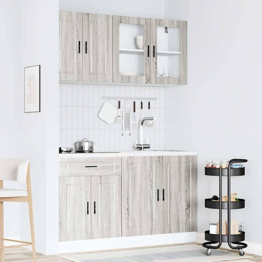 vidaXL 4-tlg. Küchenschrank-Set Porto Grau Sonoma Holzwerkstoff