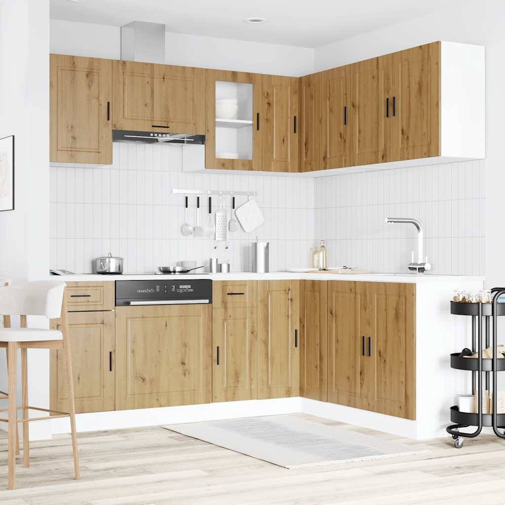 vidaXL 11-tlg. Küchenschrank-Set Porto Artisan-Eiche Holzwerkstoff