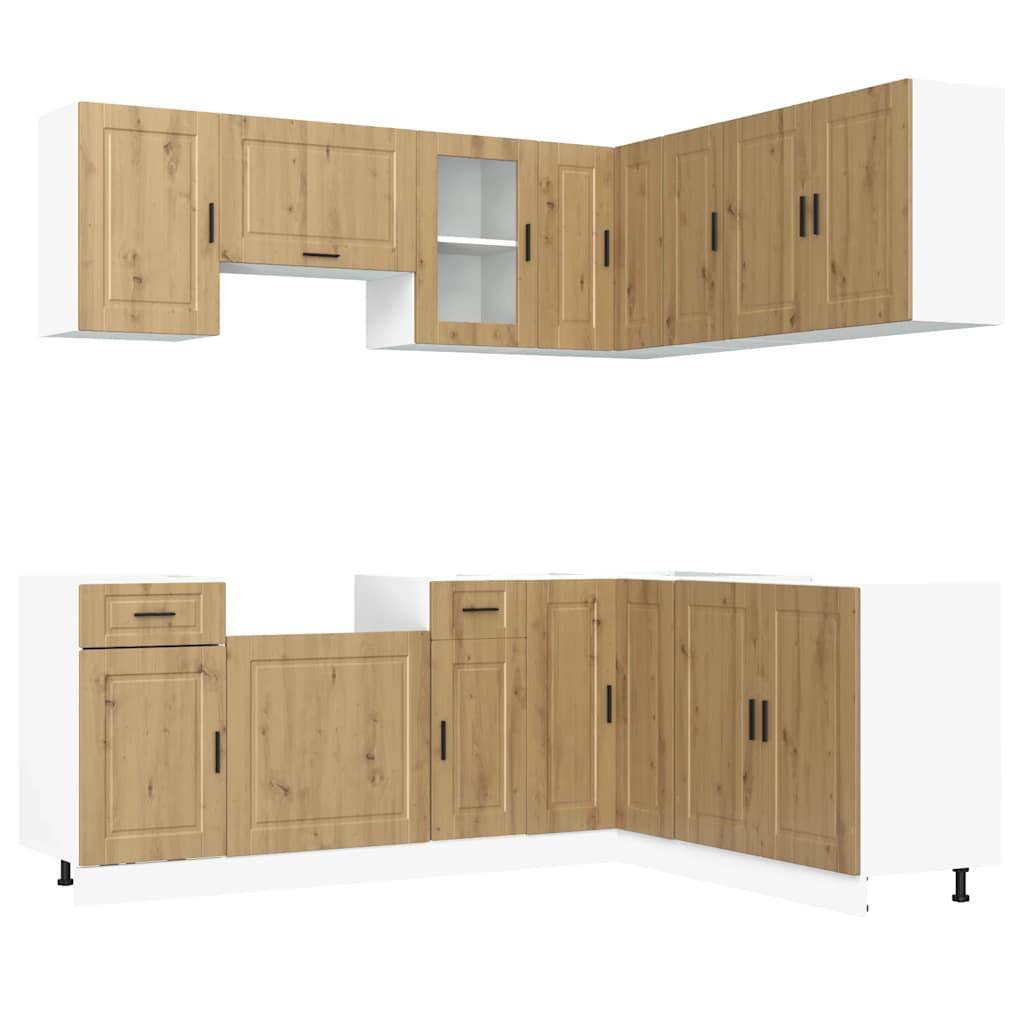 vidaXL 11-tlg. Küchenschrank-Set Porto Artisan-Eiche Holzwerkstoff