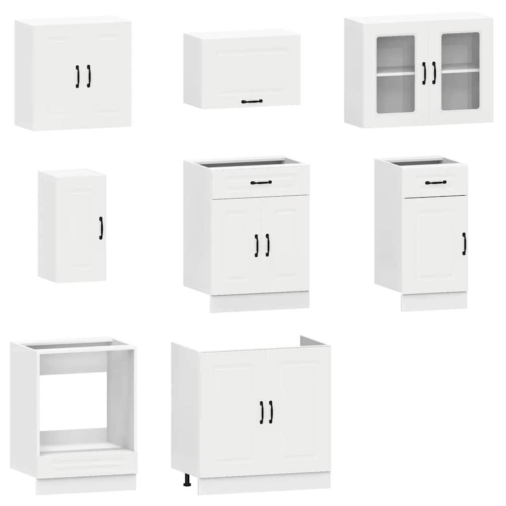 vidaXL 8-tlg. Küchenschrank-Set Kalmar Weiß Holzwerkstoff