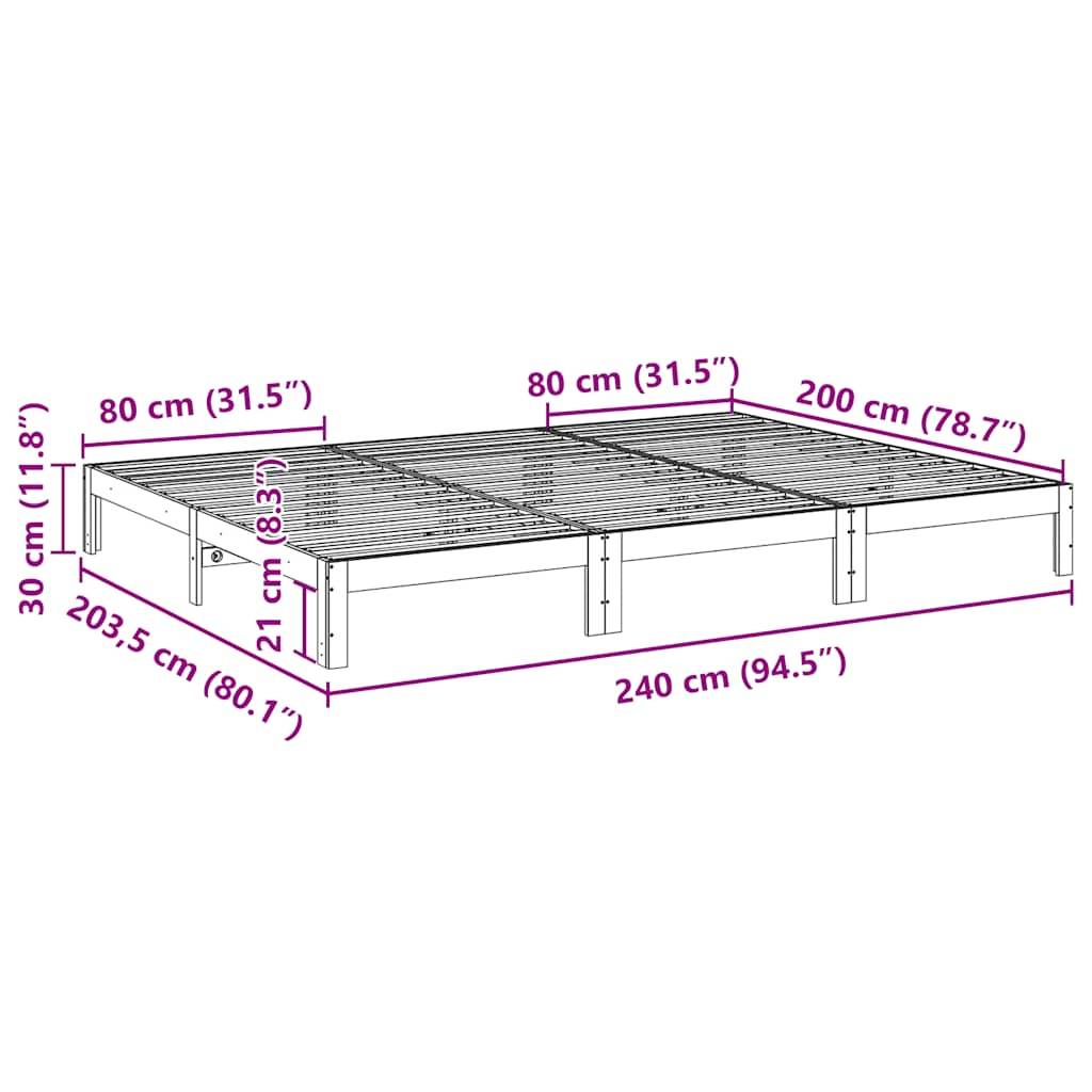 vidaXL Familienbett ohne Matratze Weiß 240x200 cm Massivholz Kiefer