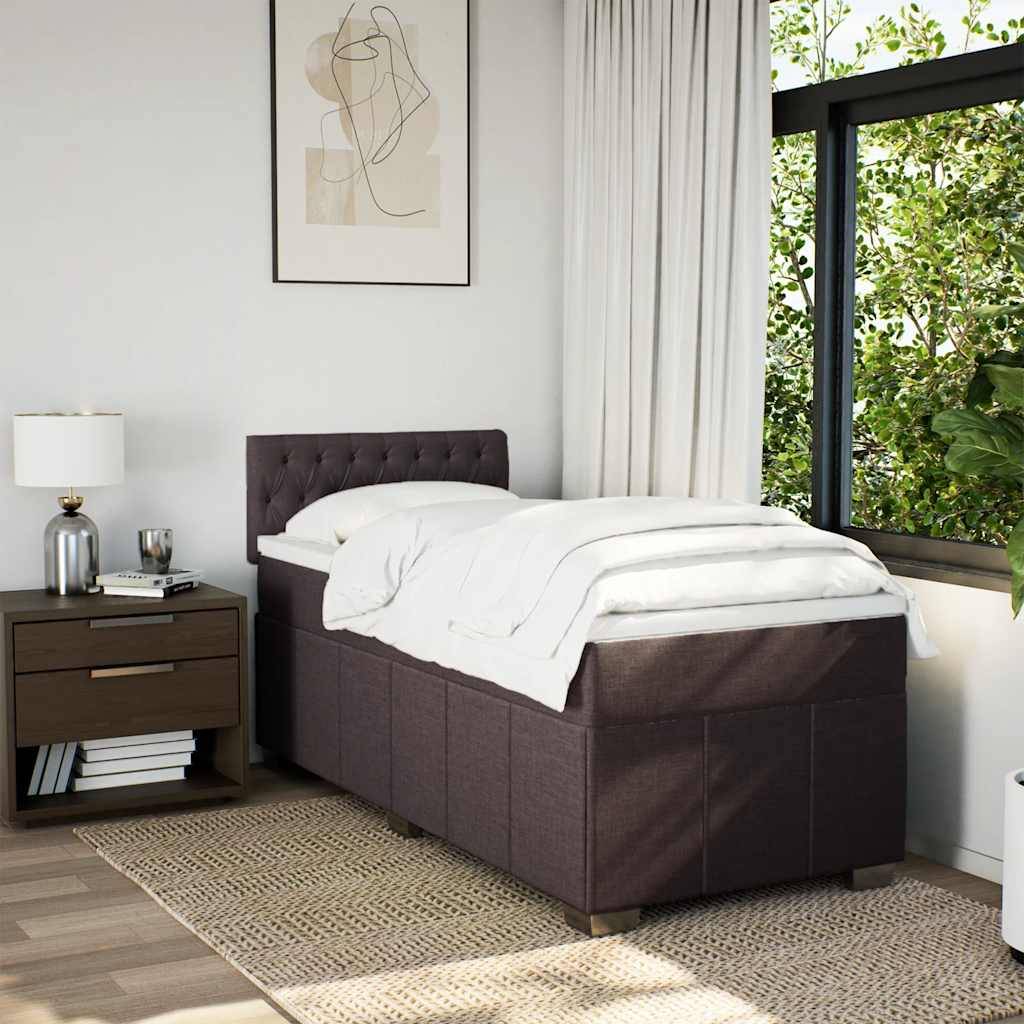 vidaXL Boxspringbett mit Matratze Dunkelbraun 90x200 cm Stoff