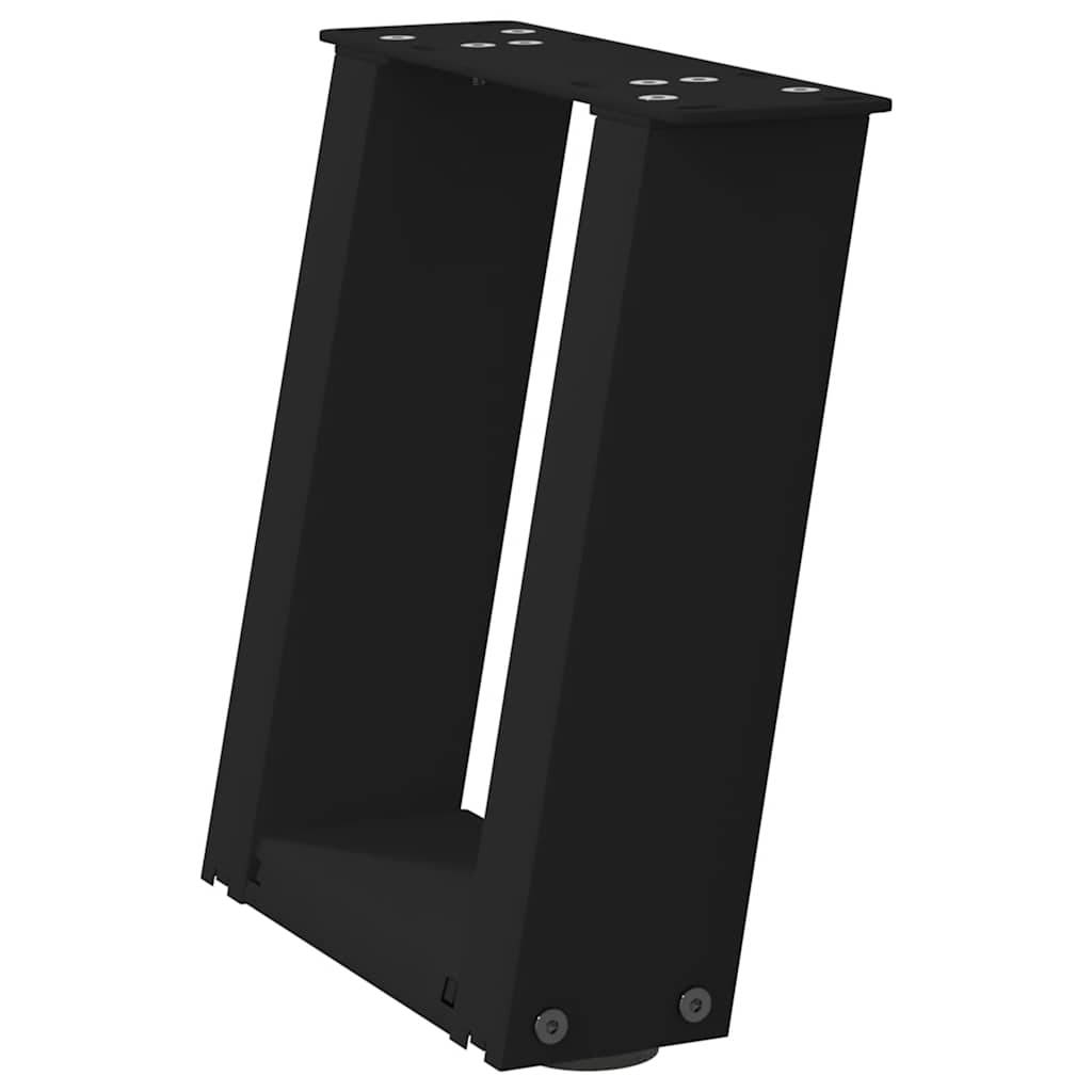 vidaXL Couchtischbeine U-Form 2 Stk. Schwarz 30x(30-31) cm Stahl