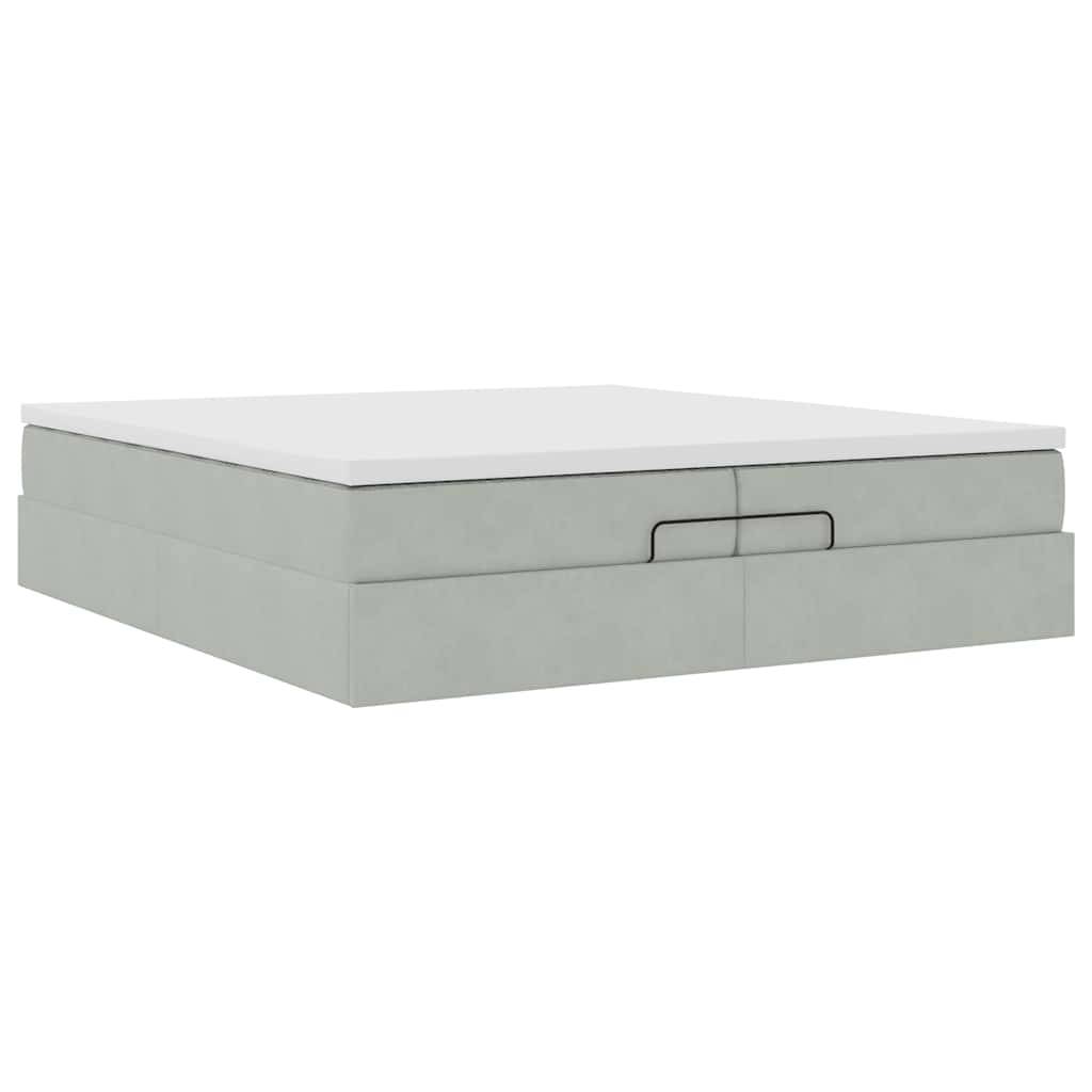 vidaXL Ottoman-Bett mit Matratzen Hellgrau 200x200 cm Samt