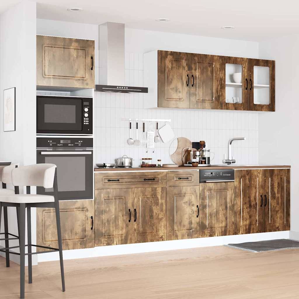 vidaXL 7-tlg. Küchenschrank-Set Kalmar Räuchereiche Holzwerkstoff