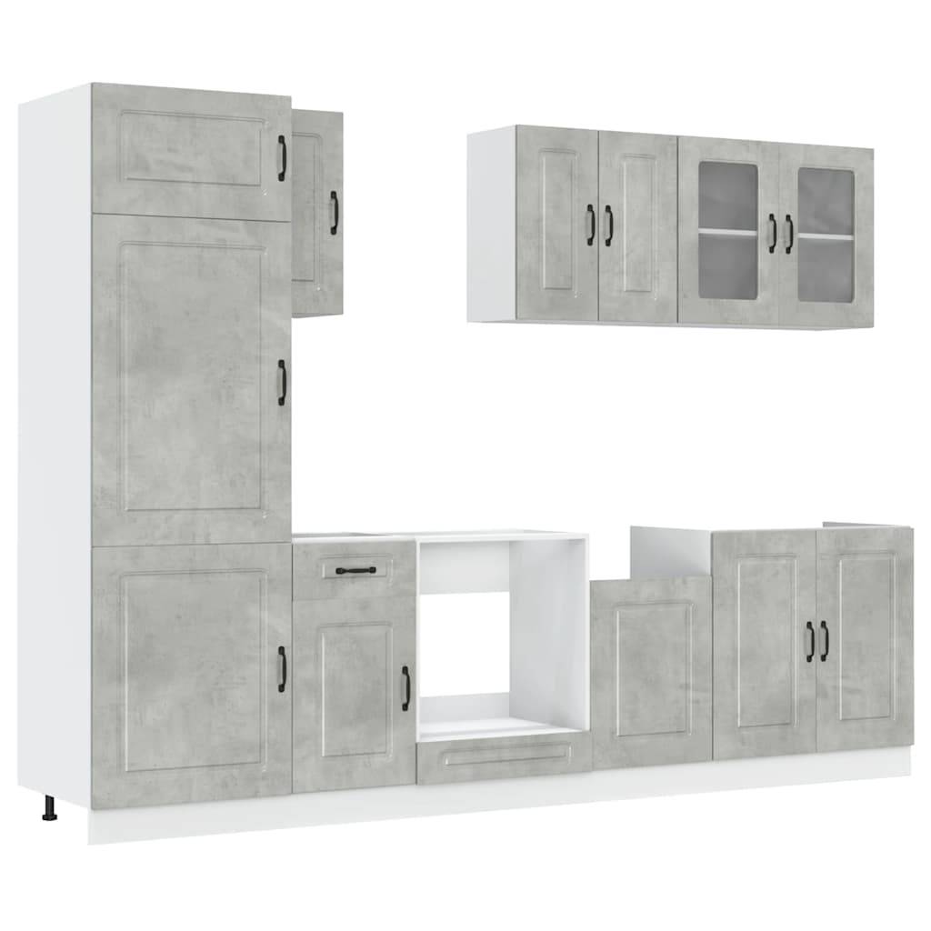 vidaXL 8-tlg. Küchenschrank-Set Kalmar Betongrau Holzwerkstoff