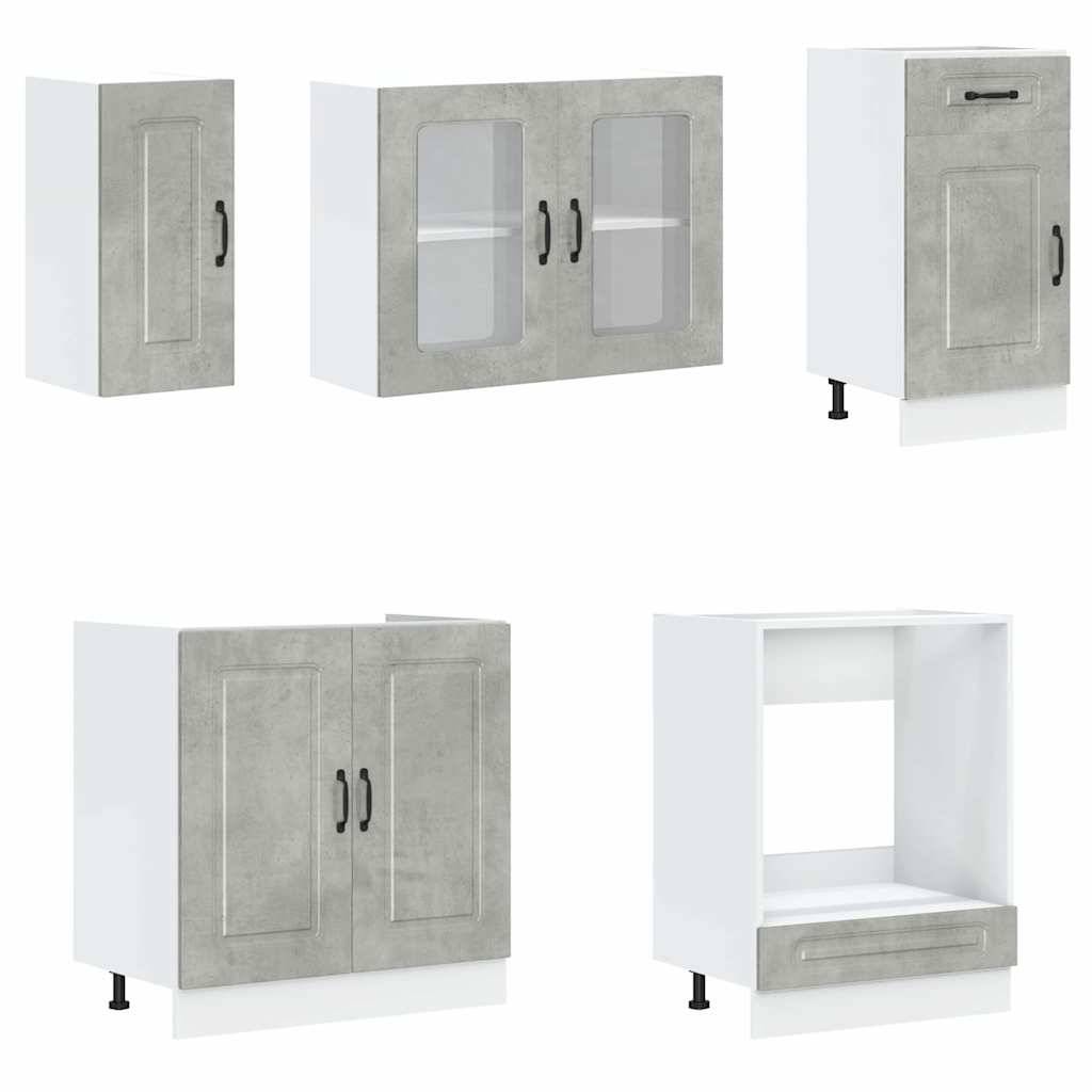 vidaXL 8-tlg. Küchenschrank-Set Kalmar Betongrau Holzwerkstoff