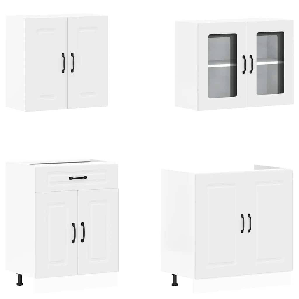 vidaXL 4-tlg. Küchenschrank-Set Kalmar Weiß Holzwerkstoff