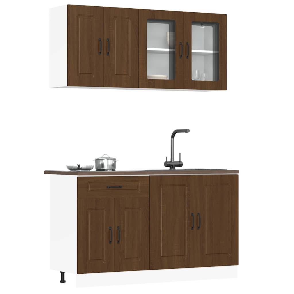 vidaXL 4-tlg. Küchenschrank-Set Kalmar Braun Eichen-Optik Holzwerkstoff
