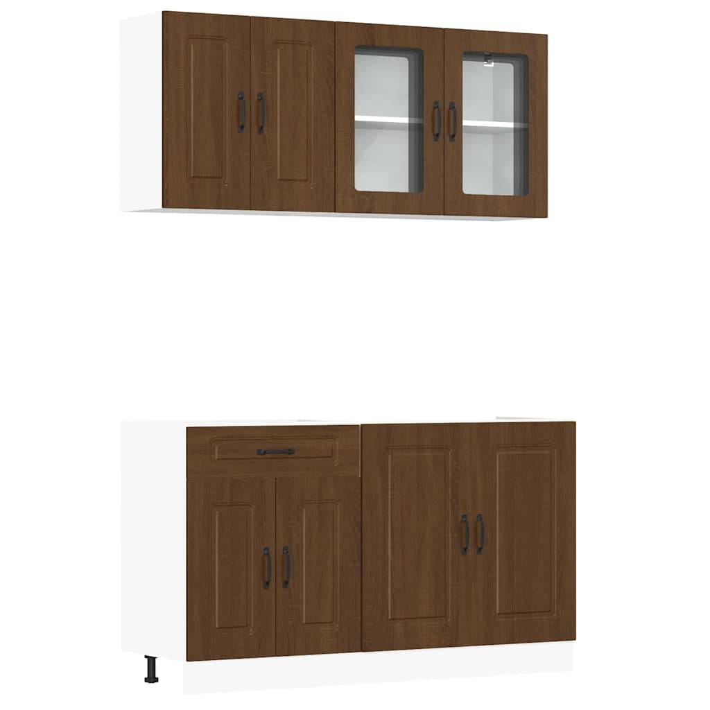 vidaXL 4-tlg. Küchenschrank-Set Kalmar Braun Eichen-Optik Holzwerkstoff