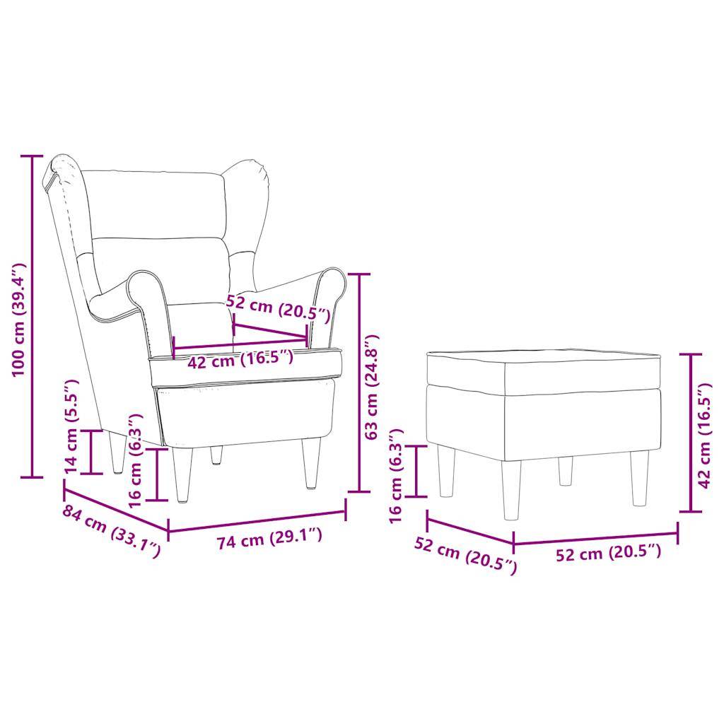 vidaXL Sessel mit Fußhocker Dunkelgrün Stoff