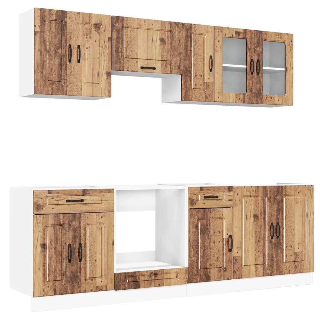 vidaXL 8-tlg. Küchenschrank-Set Kalmar Altholz-Optik Holzwerkstoff