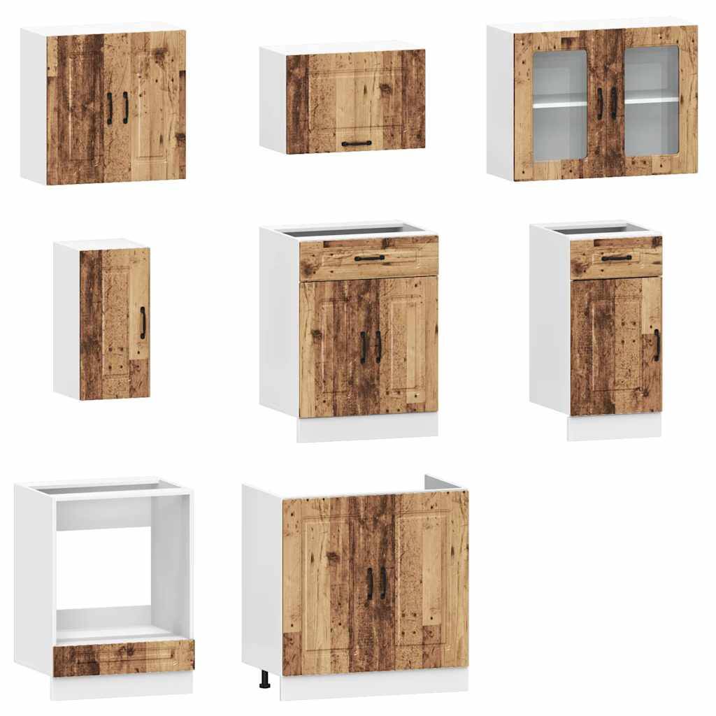 vidaXL 8-tlg. Küchenschrank-Set Kalmar Altholz-Optik Holzwerkstoff