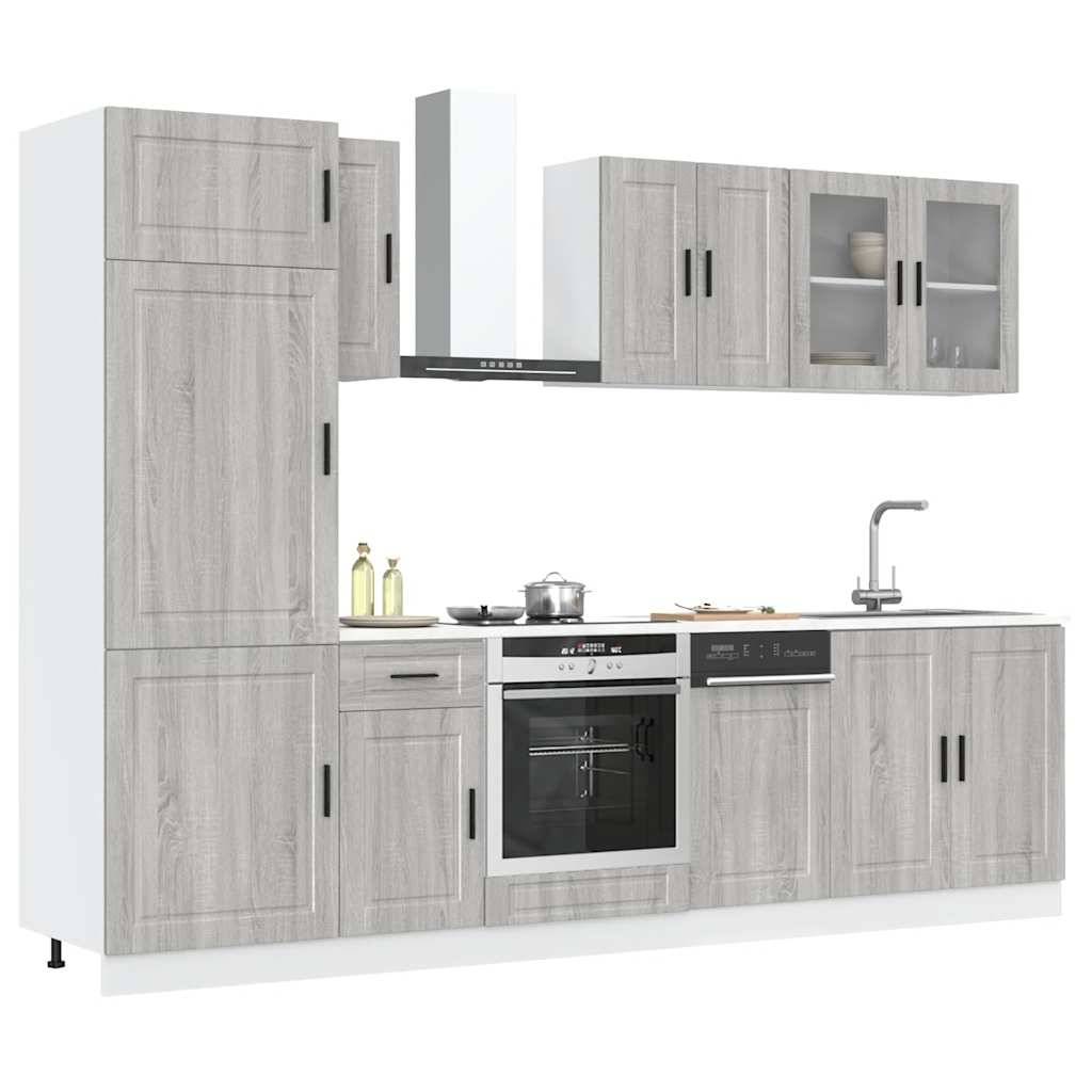 vidaXL 8-tlg. Küchenschrank-Set Kalmar Grau Sonoma Holzwerkstoff