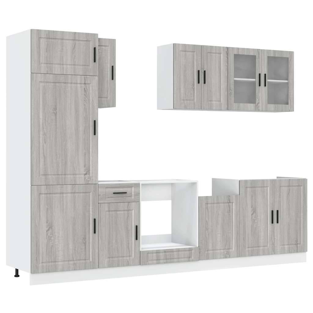 vidaXL 8-tlg. Küchenschrank-Set Kalmar Grau Sonoma Holzwerkstoff