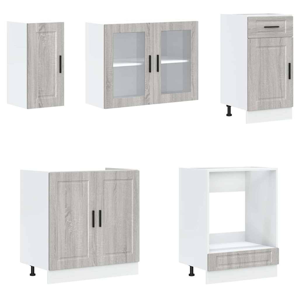 vidaXL 8-tlg. Küchenschrank-Set Kalmar Grau Sonoma Holzwerkstoff