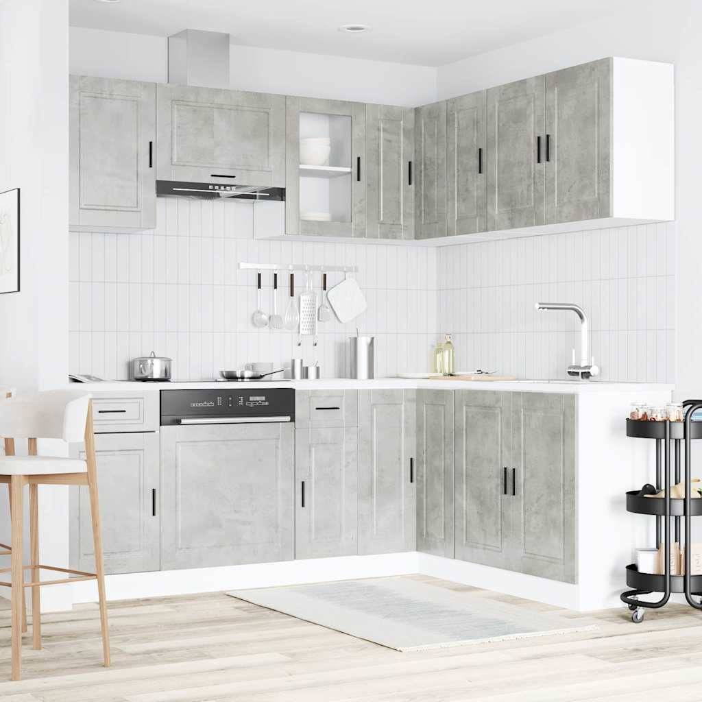 vidaXL 11-tlg. Küchenschrank-Set Porto Betongrau Holzwerkstoff