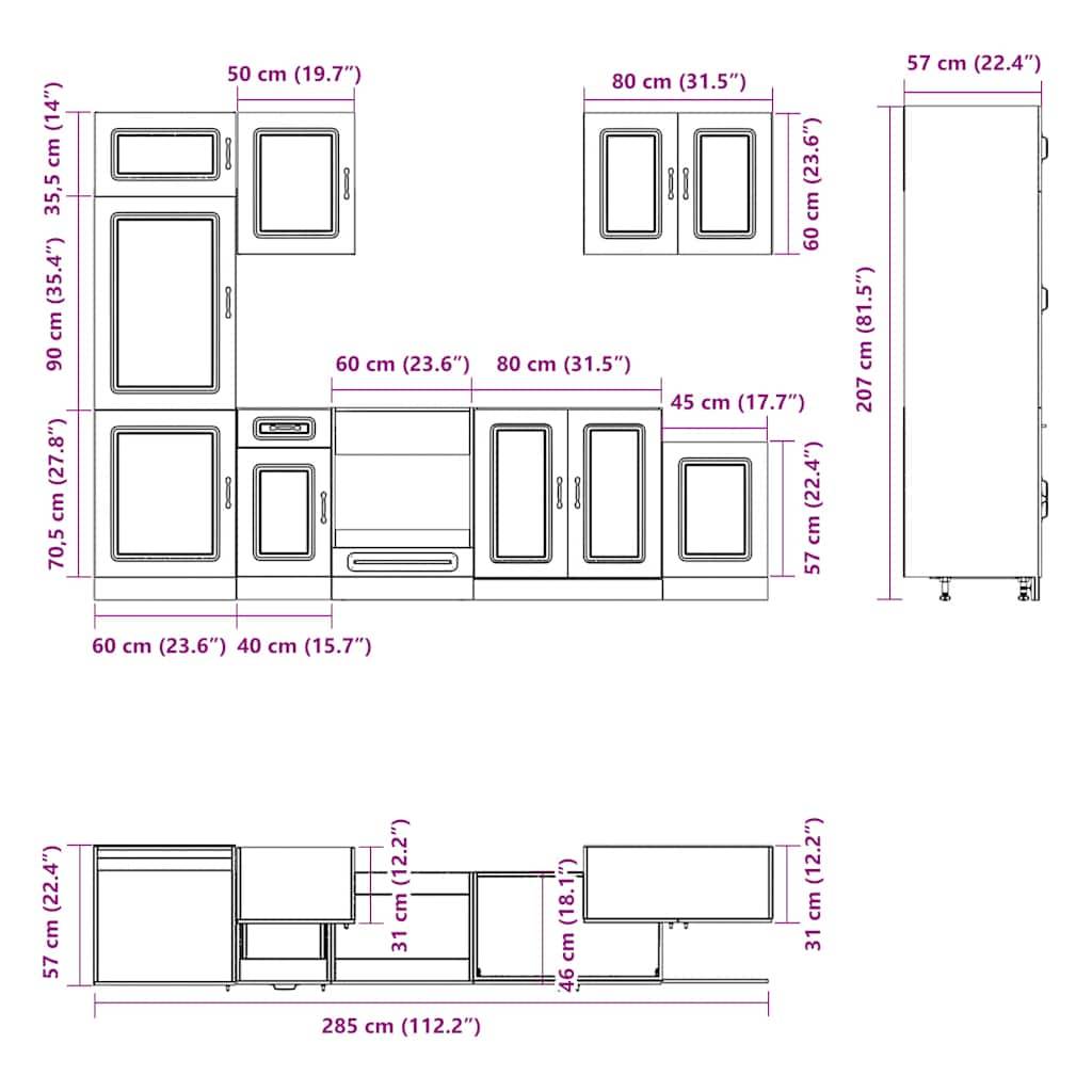 vidaXL 7-tlg. Küchenschrank-Set Kalmar Weiß Holzwerkstoff