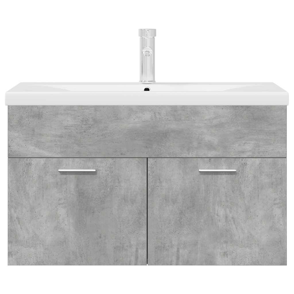 vidaXL Waschbeckenunterschrank mit Einbaubecken Wasserhahn Betongrau