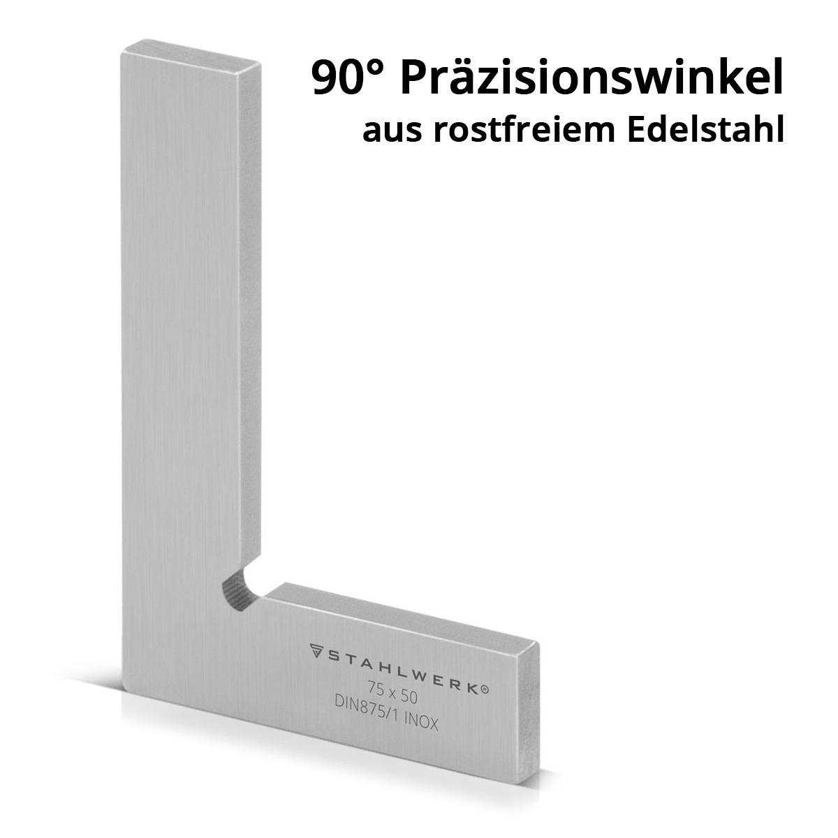 STAHLWERK Flachwinkel 90° 75 x 50 mm DIN 875/1 aus rostfreiem Edelstahl