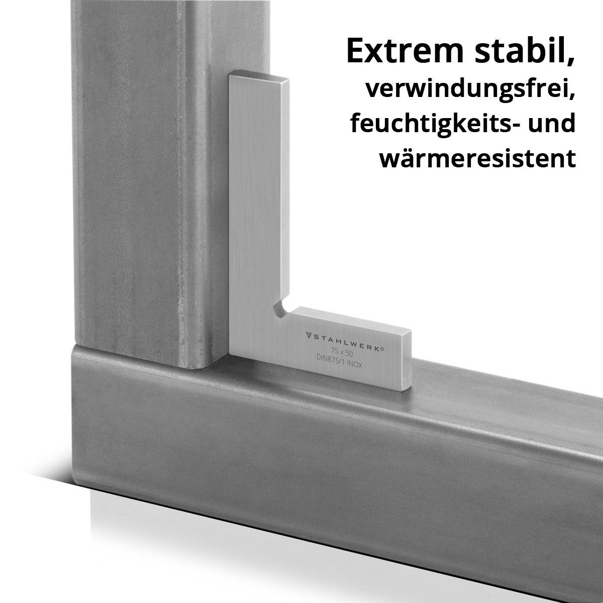 STAHLWERK Flachwinkel 90° 75 x 50 mm DIN 875/1 aus rostfreiem Edelstahl