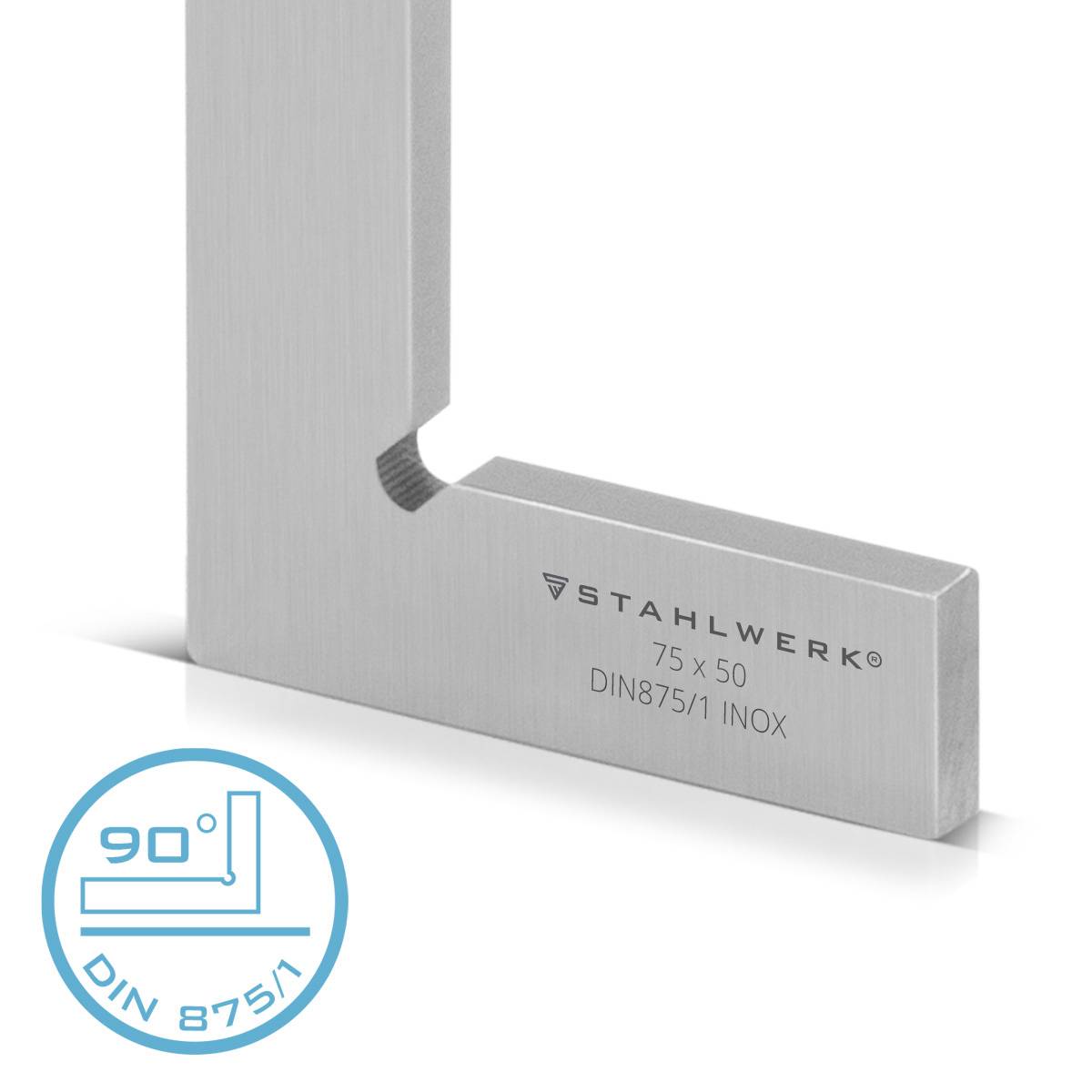 STAHLWERK Flachwinkel 90° 75 x 50 mm DIN 875/1 aus rostfreiem Edelstahl
