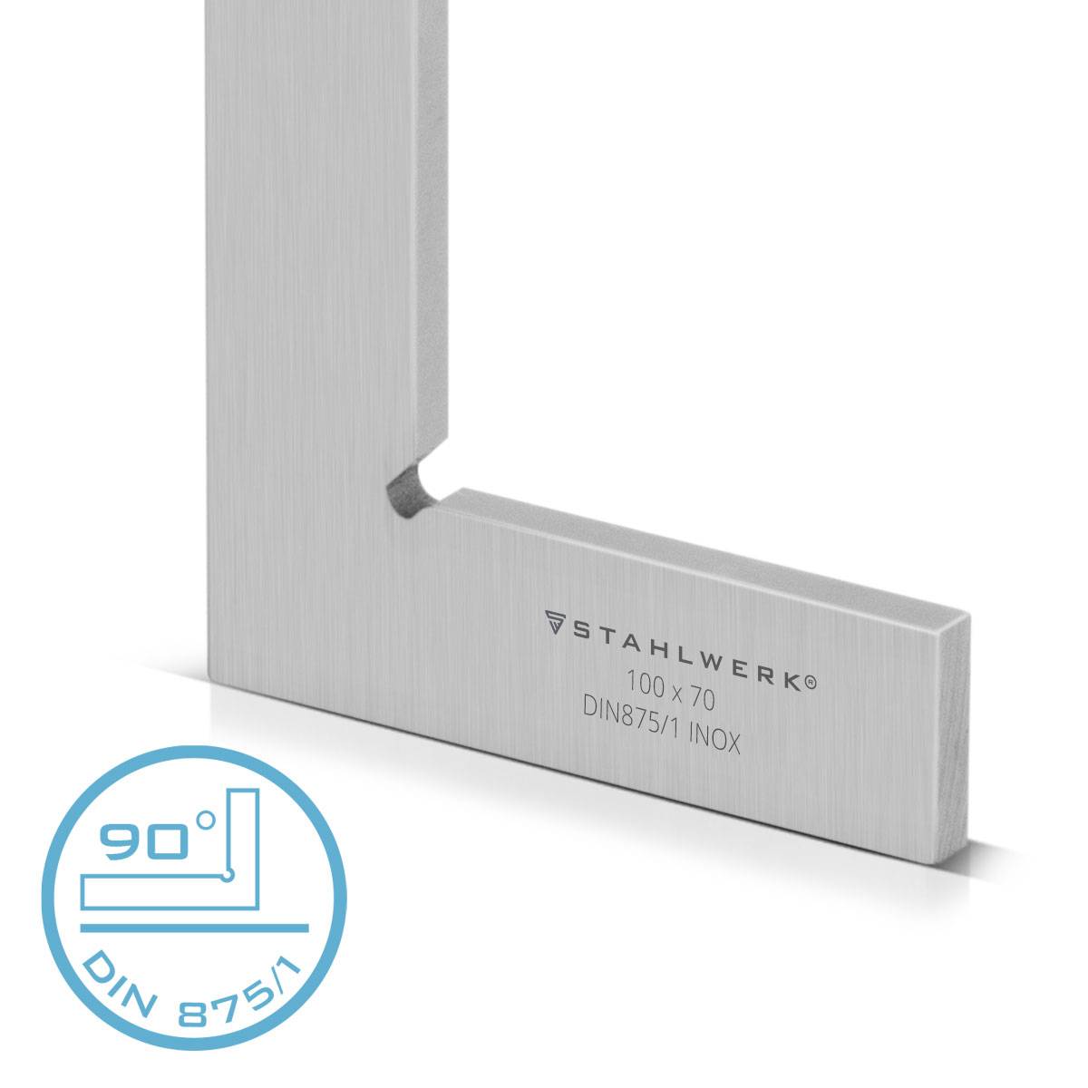 STAHLWERK Flachwinkel 90° 100 x 70 mm DIN 875/1 aus rostfreiem Edelstahl