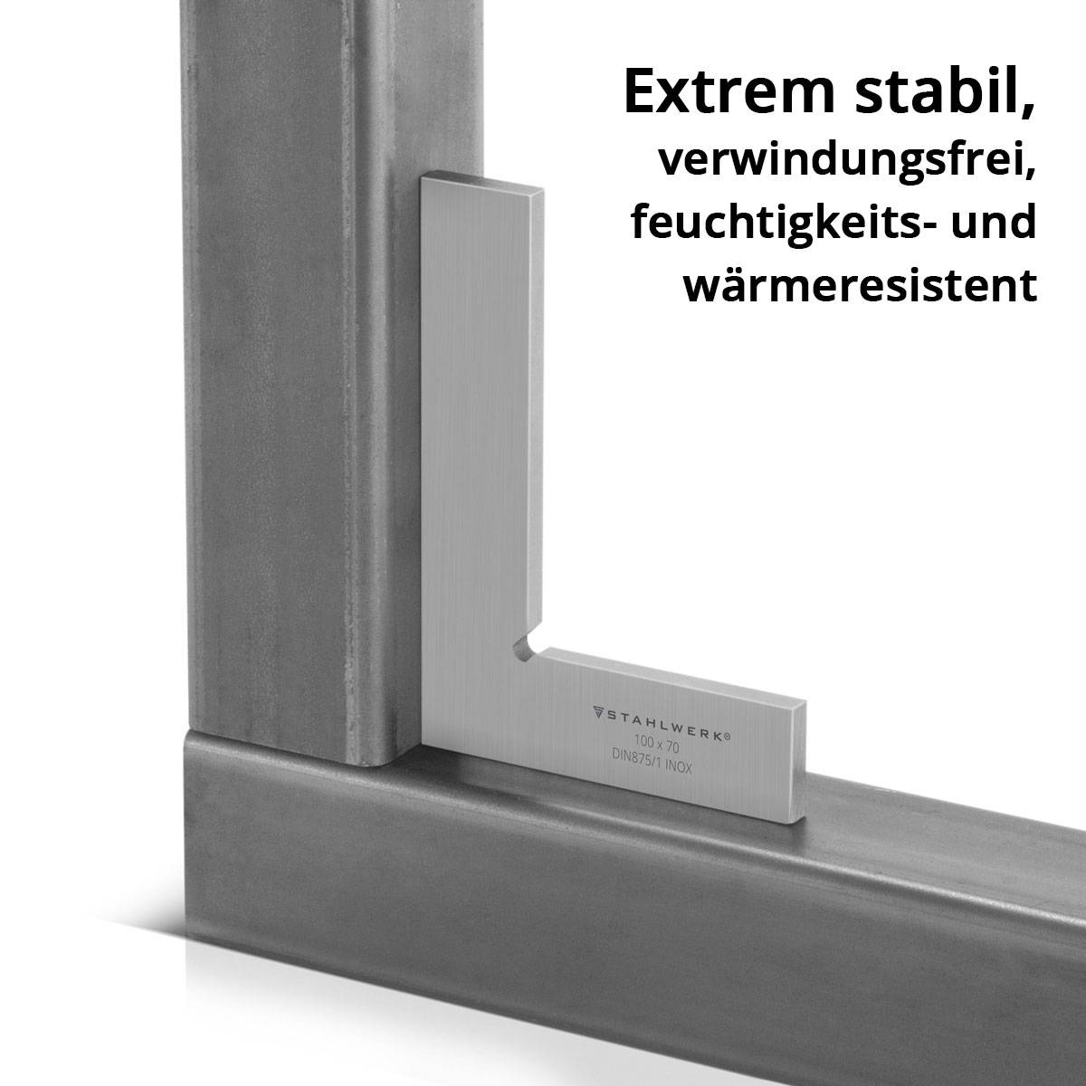 STAHLWERK Flachwinkel 90° 100 x 70 mm DIN 875/1 aus rostfreiem Edelstahl