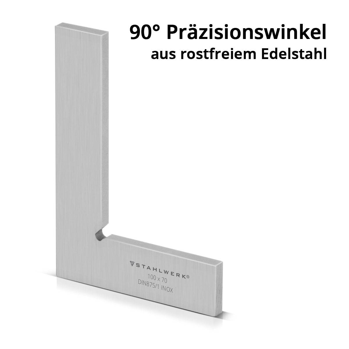 STAHLWERK Flachwinkel 90° 100 x 70 mm DIN 875/1 aus rostfreiem Edelstahl