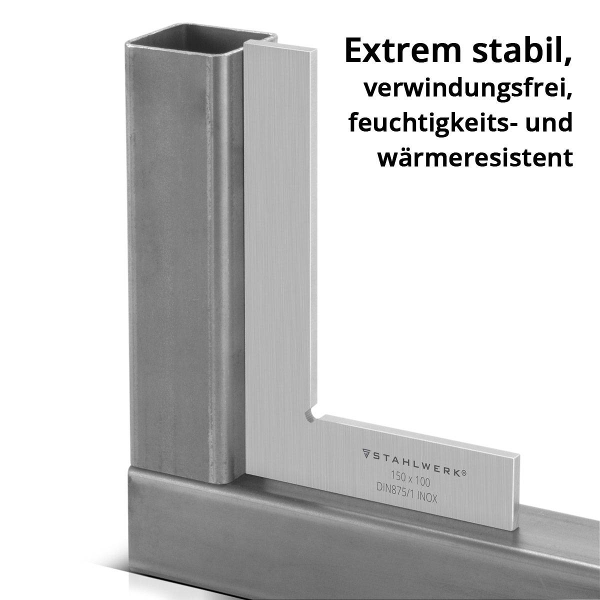 STAHLWERK Flachwinkel 90° 150 x 100 mm DIN 875/1 aus rostfreiem Edelstahl