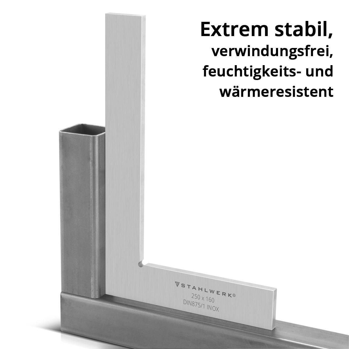 STAHLWERK Flachwinkel 90° 250 x 160 mm DIN 875/1 aus rostfreiem Edelstahl