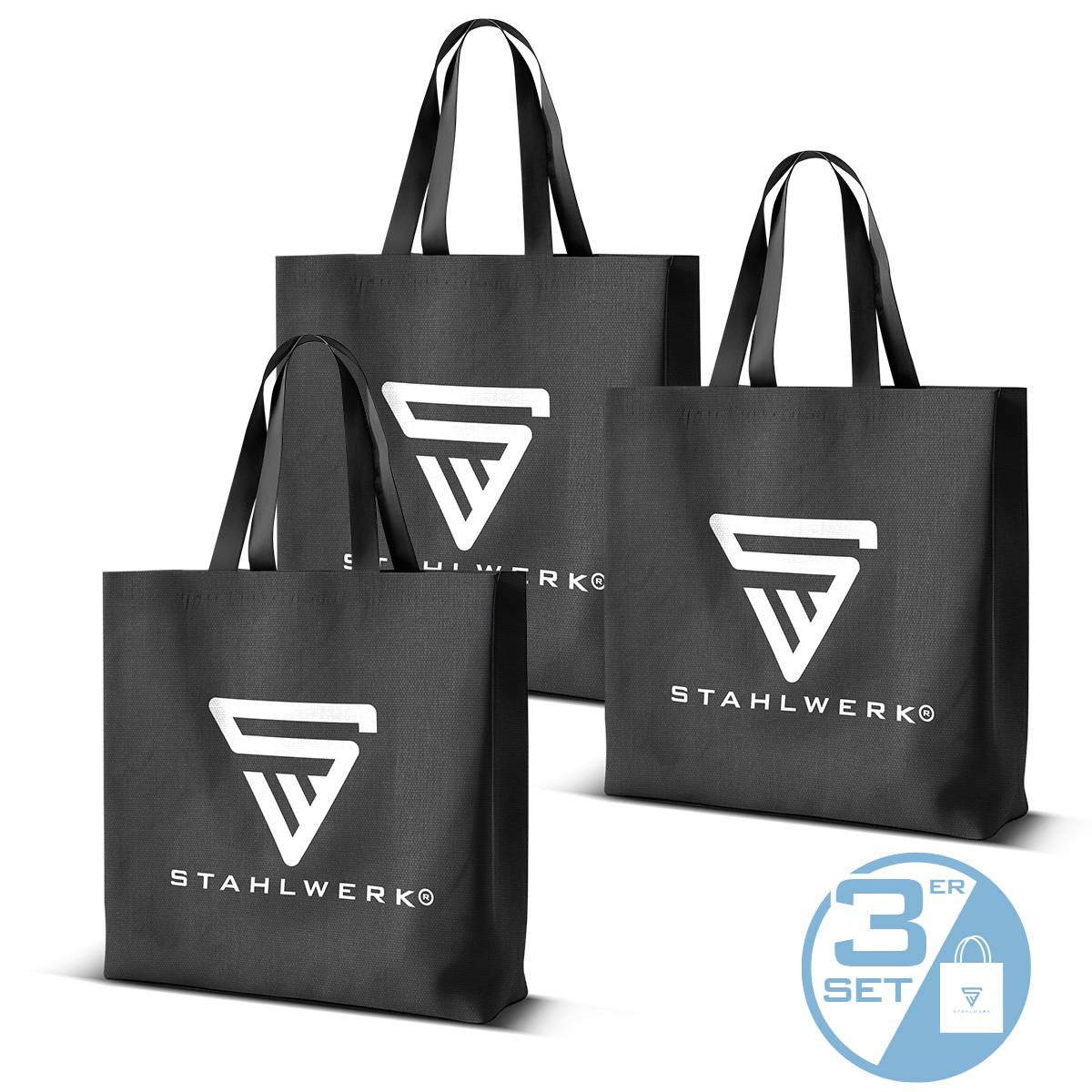 STAHLWERK Tasche 3er Set Tragetasche Tragebeutel Einkaufstasche Shopper